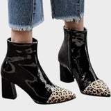 Diva | Botas de Charol con Estampado de Leopardo