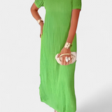 Balbina Vestido de Dos Piezas con Cuello Barco y Detalles Huecos