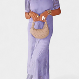 Balbina Vestido de Dos Piezas con Cuello Barco y Detalles Huecos