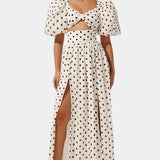 Sherine Conjunto de Falda y Top de Lunares con Mangas Abullonadas