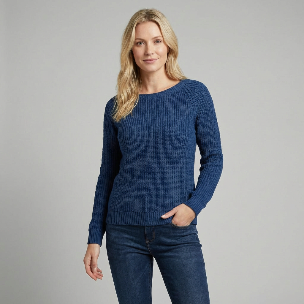 Jersey de punto holgado con cuello alto y mangas largas para mujer