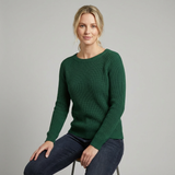 Jersey de punto holgado con cuello alto y mangas largas para mujer