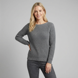 Jersey de punto holgado con cuello alto y mangas largas para mujer