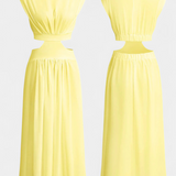 Jocelyn Conjunto Largo Minimalista con Escote Alto y Abertura Lateral