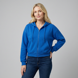 Sudadera con capucha extragrande, corta, con cremallera y bolsillos para mujer
