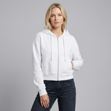 Sudadera con capucha extragrande, corta, con cremallera y bolsillos para mujer