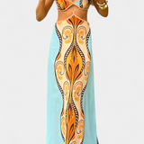 Sytella Vestido Cut-Out con Estampado Abstracto y Espalda Descubierta