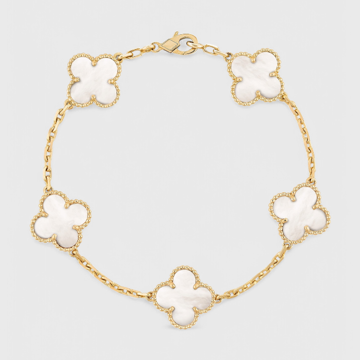 Pulsera con Motivo de Trébol y Elegancia Baño de Oro