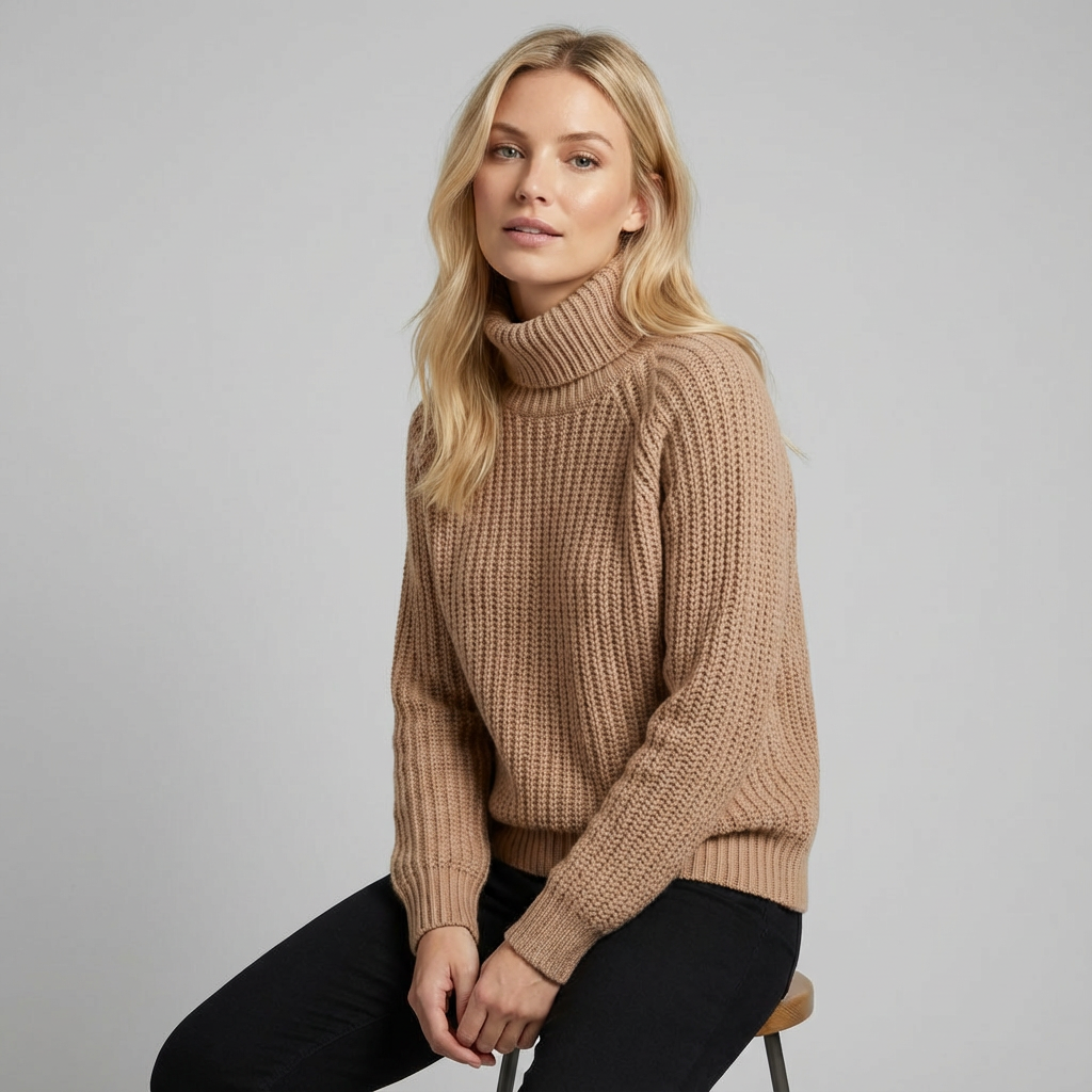 Natalia | Suéter de Punto con Cuello Alto y Ajuste Relajado
