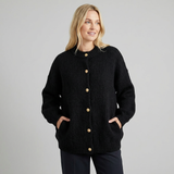 Cárdigan de punto con botones para mujer, cuello y puños acanalados