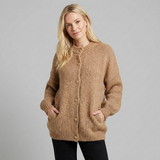 Cárdigan de punto con botones para mujer, cuello y puños acanalados