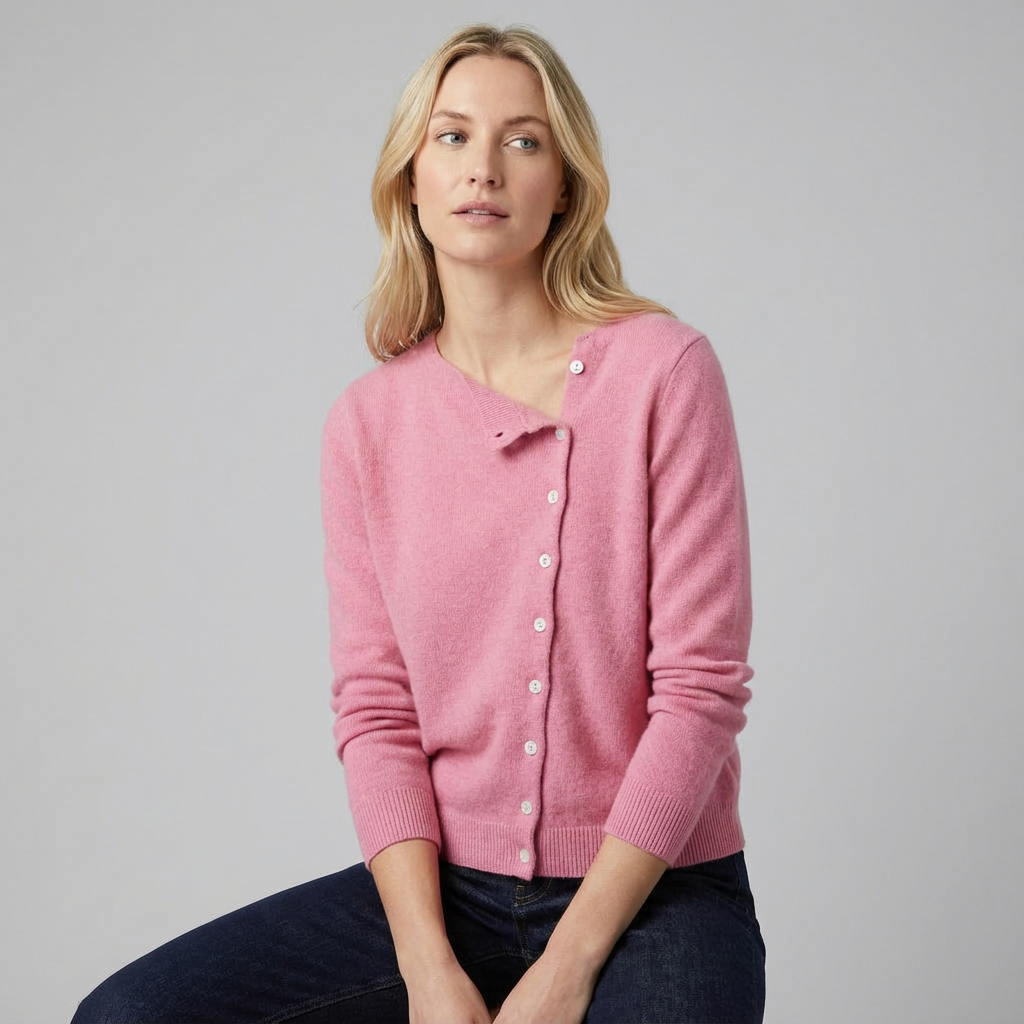 Cárdigan de punto asimétrico con botones y mangas largas para mujer