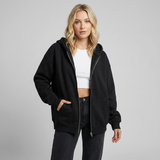 Sudadera con capucha extragrande con cremallera, cordón ajustable y bolsillos para mujer