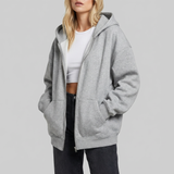 Sudadera con capucha extragrande con cremallera, cordón ajustable y bolsillos para mujer