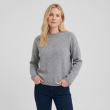 Jersey de punto de cuello redondo para mujer con tejido suave y corte holgado