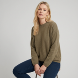 Jersey de punto de cuello redondo para mujer con tejido suave y corte holgado