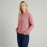 Jersey de punto de cuello redondo para mujer con tejido suave y corte holgado