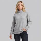 Jersey de cuello alto para mujer con detalle de botones en las mangas y corte holgado