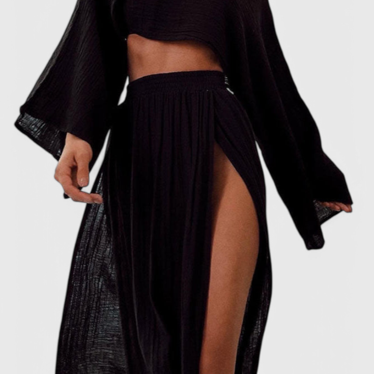 Martha Conjunto de Dos Piezas con Falda de Abertura Alta