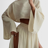 Martha Conjunto de Dos Piezas con Falda de Abertura Alta