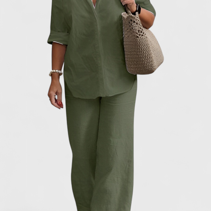 Skye Conjunto de Dos Piezas en Lino y Algodón con Silueta Relajada