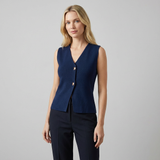 Chaleco de punto con botones al frente y diseño sin mangas para mujer