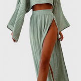 Martha Conjunto de Dos Piezas con Falda de Abertura Alta