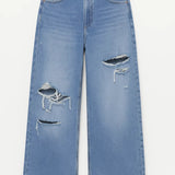 Jeans para Mujeres | Corte Amplio con Detalles Desgastados | Estilo Urbano Casual