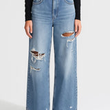 Jeans para Mujeres | Corte Amplio con Detalles Desgastados | Estilo Urbano Casual