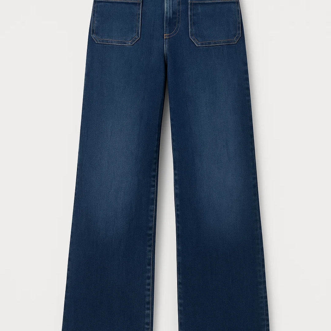 Jeans de Cintura Alta | Piernas Rectas con Bolsillos | Comodidad Casual