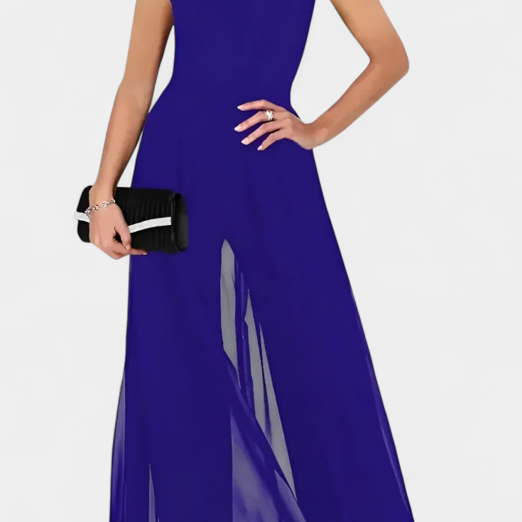 Nadia Mono Elegante sin Mangas con Transparencia Frontal