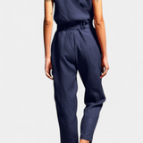 Maggie Mono Sin Mangas con Escote en V y Cintura Cruzada en Algodón