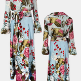 Sanne Conjunto Elegante Estampado de Camisa y Pantalón Fluido