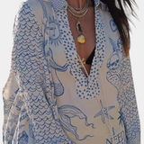 Amalia Conjunto Camisero Estampado con Short Elástico