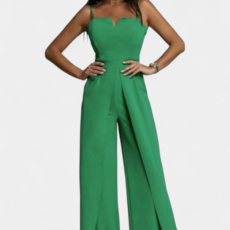 Prescillia Mono con Tirantes de Espagueti y Pierna con Abertura