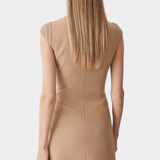 Karen Vestido Mini con Cuello Alto y Detalle Plisado