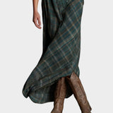 Calipso™ | Vestido largo camisero de cuadros verdes