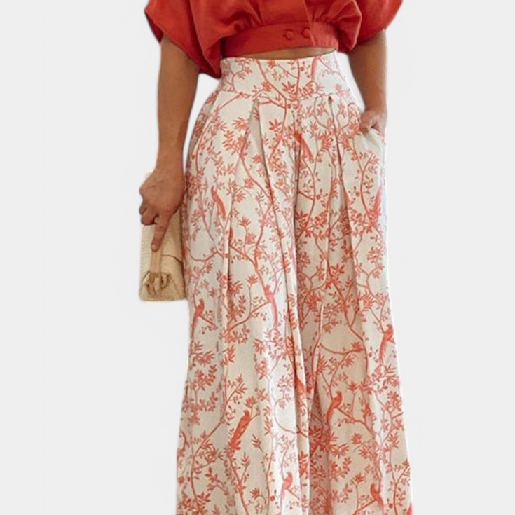 Olivia Conjunto Boho de Cuello en V y Pierna Ancha