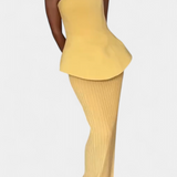 Clarita Conjunto de Dos Piezas Plisado Sin Tirantes