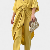 Mayleen Conjunto Cruzado con Lazo Frontal y Pantalón Recto