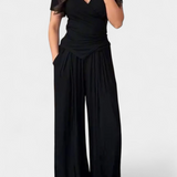 Ruslana Conjunto Cómodo de Dos Piezas con Escote en V Cruzado