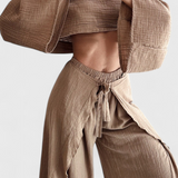 Elsie Conjunto Fluido con Kimono y Pantalón Cruzado