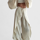 Elsie Conjunto Fluido con Kimono y Pantalón Cruzado