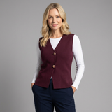 Chaleco de punto con botones al frente y diseño sin mangas para mujer