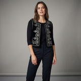 Chaleco vintage bordado sin mangas para mujer con diseño frontal abierto