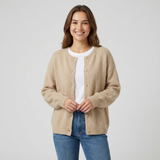 Cárdigan de punto extragrande con botones y hombros caídos para mujer