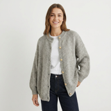 Cárdigan de punto con botones para mujer, cuello y puños acanalados