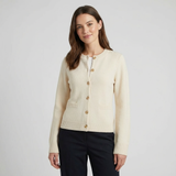 Cárdigan elegante de mujer con botones, cuello redondo y corte ajustado