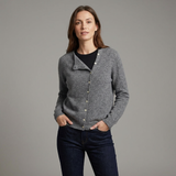 Cárdigan de punto asimétrico con botones y mangas largas para mujer