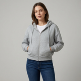 Sudadera con capucha extragrande, corta, con cremallera y bolsillos para mujer